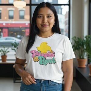 NEW Junior's LICENSED SS Tee shirt by PEEPS size XXL(19)~White Peepin‎ it real